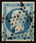 NAPOLEON n°15 SCOTT 17  bleu foncé 25c obli étoile 4 filets, 1853 +370€