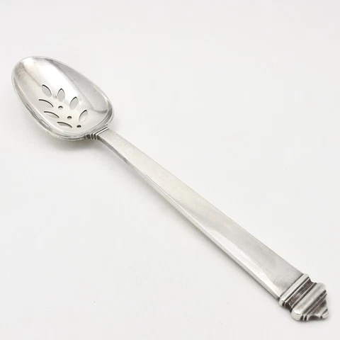 Tiffany Co Sterling Silver Hampton Pierced Tablespoon Serving Spoon Monogrammed Cover