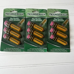 TICONDEROGA Erasers Pencil Shaped Latex Free Teacher Gift 3 Packs 9 Total - Picture 1 of 5