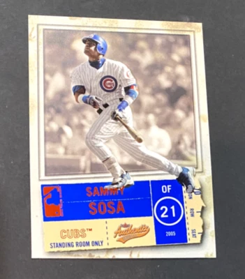 Fleer Authenticix Sammy Sosa 2005 02/10 habitación de pie solo cubos insertados raros Foto 1 de 2