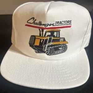 Caterpillar Challenger Tractor Hat Snapback White Vintage Embroidered CAT NWOT - Picture 1 of 5