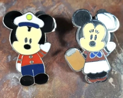 Disney Cruise Lines Pins Mickey Minnie Mouse Set Lot of 2 His Hers Enamel 2008 - Image 1 of 4