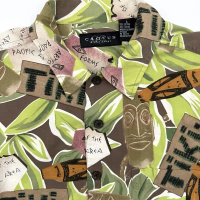 Кактус Black Label мужской гавайский Тики короткий рукав тотем Aloha многоцветный большой - Изображение 1 из 4