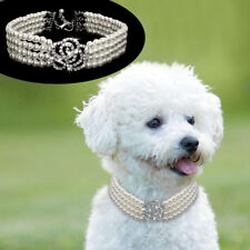 Fancy Jewelry Pearls Dog Collar Necklace Crystal Yorkie Cat Wedding Party Collar