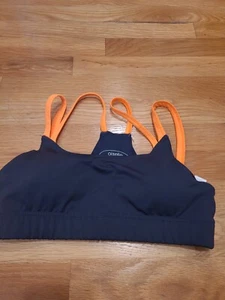 Oiselle Navy Blue Orange Strappy Sports Bra Women's Size 6 Stretchy Athleisur - Picture 1 of 5
