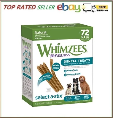 Whimzees Natural Dental Chew Stick, 72-count