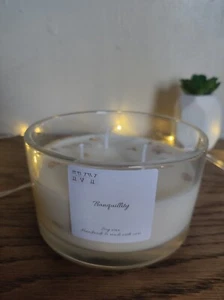Flat Dish 55cl Clear Candle Glass With 3 Wick and Topped with 24K Gold Leaf - Picture 1 of 2