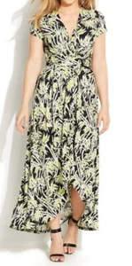 MICHAEL KORS Bamboo Print High-Low Wrap Dress Sash Tie Pear Green NWT Size 18W - Picture 1 of 9