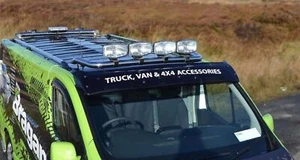 Roof Bar B + Jumbo LED Spots + LEDs To Fit Renault Master 2003 - 2010 Flat Low - Picture 1 of 7
