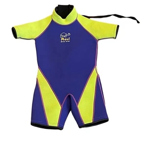 Maui Kids Neoprene One Piece Dive Gear Shorty Wet Suit Purple Yellow Size M - Picture 1 of 4