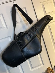 RARE VINTAGE REUNION BLUES Brown LEATHER SAXOPHONE GIG BAG/CASE - Imagen 1 de 12