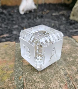 Waterford Cut Crystal BABY Block Paperweight, Baby Shower Gift, New Baby Gift - Picture 1 of 7