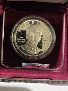 1998-S Robert Kennedy Proof Silver Dollar US Mint Commemorative $1 BU Capsule - Picture 1 of 5