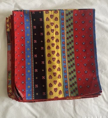 Conjunto de 9 guardanapos estilo country francês amarelo estampa azul algodão estilo souleiado - Imagem 1 de 4