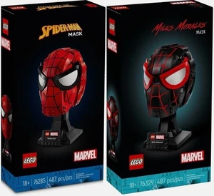 LEGO Marvel Super Heroes 76285 Spider-Man Mask + 76329 Miles Morales Mask Helmet - Picture 1 of 3