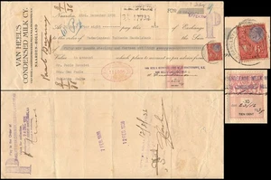 NETHERLANDS - MALTA 1935, BILL OF EXCHANGE WITH REVENUE & POSTAGE STAMPS. #D55 - Picture 1 of 1