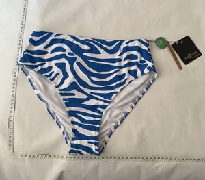 Nip/Tuck Swim Tiger Blue Briefs Swimsuit Bottom Size 10 New With Tags - Picture 1 of 12