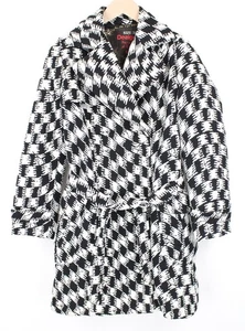 Desigual Women's Coat 38 White Black Print Single Padded with Belt - Picture 1 of 8