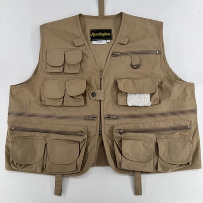 Remington Hunting Fishing Vest MENS Tan Khaki Full Zip Multi Pocket SIZE LARGE - Image 1 of 4