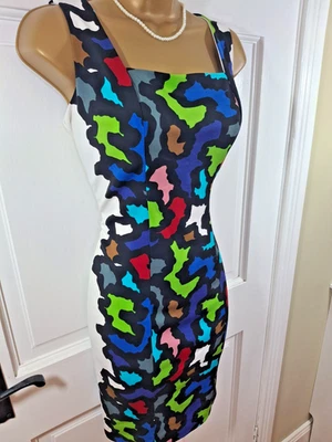 Vestido Joseph Ribkoff Multicolor Estampado Forrado, Reino Unido 12, Excelente Estado Foto 1 de 4