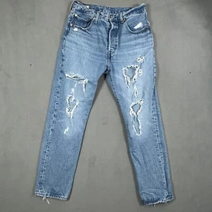 Levis Premium 501 Jeans Mens 30x30 Classic Fit Button Fly Distressed 100% Cotton - Picture 1 of 18
