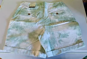 Style & Co Brand New Green White Roll Cuff Bermuda Shorts MId Rise Denim Size 8 - Picture 1 of 14
