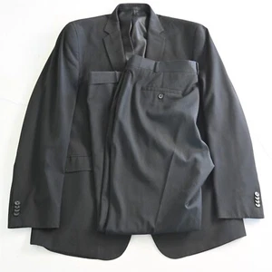 Kenneth Cole Reaction 46L 38x32 Black Stripe 2 Piece Mens Jacket Pants Suit - Picture 1 of 24