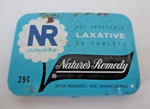 1930s Nature's Remedy Juniors NR Empty Hinged Tin 3" w/ Instruction Sheet AZ44 - Picture 1 of 10