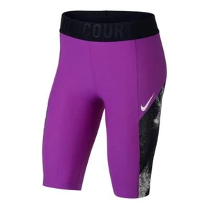 Nike Baseline 11" Inch Power Tennis Shorts Tights Womens XS Purple 839120 584 - Picture 1 of 3