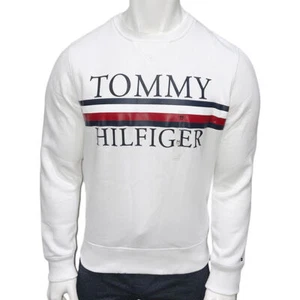 NEU MIT ETIKETT TOMMY HILFIGER AUTHENTISCHES LANGARM-SWEATSHIRT FÜR HERREN WEISS MIT RUNDHALSAUSSCHNITT GRÖSSE L - Bild 1 von 6