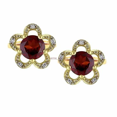 Natürlich Granat Edelstein Mit Vergoldet 925 Sterling Silber #2252 - Bild 1 von 3