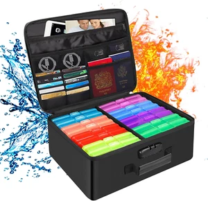 Photo Storage Box with Lock,Fireproof Photo Organizer Box with 16 Inner 4" X 6" - Picture 1 of 12