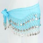 Women's Sweet Bellydance Hip Scarf with Silver Coins Skirts Wrap For Halloween