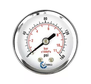 2" Pressure Gauge - Chrome Plated Steel Case, 1/4"NPT, Back Mnt. 160 PSI - Picture 1 of 3
