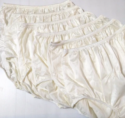 6 calcinhas de náilon/cintura alta/camada dupla de náilon virilha/marfim/tamanho M - Imagem 1 de 4