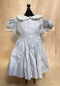 Schönes blaues Vintage Puppenkleid für Biskuitpuppe - Bild 1 von 8