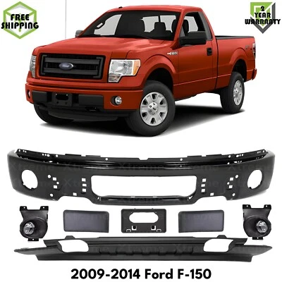 Front Bumper Primed Steel & Fog Lights Assembly Kit For 2009-2014 Ford F-150 Foto 1 de 4