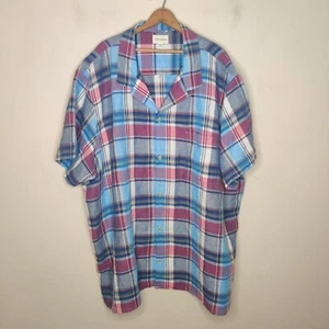 Lucky Brand kariertes Herrenhemd 4XLT 4XL groß Leinenmischung Kurzarm Knopfleiste - Bild 1 von 10