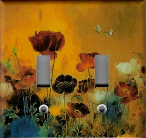 POPPIES WITH BUTTERFLIES HOME DECOR LIGHT SWITCH PLATES OR OUTLETS - Picture 1 of 28