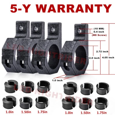 4Pcs 2" Mounting Brackets Tube Clamps Roll Bar Mounts LED Work Light HID ATV UTV - Image 1 of 4