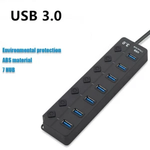 USB 3.0 Hub Charger Switch Splitter High Speed Adapter 7-Port PC Laptop Desktop - Picture 1 of 4