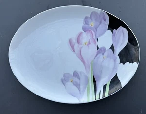 Mikasa Vogue Platter Japan 14.5” X 10.75” Serving Dish White Black Purple Tulips - Picture 1 of 5