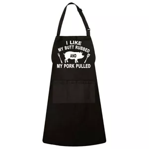 I Like My Butt Rubbed And My Pork Pulled Cooking Grilling BBQ Apron - Picture 1 of 2