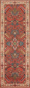 Heriz Serapi 8 ft. Runner Indian Oriental Rug Hand-knotted Wool 7' 11" x 2' 6" - Picture 1 of 12