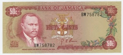 Jamaica 50 Cents L.1960 (1970) Pick 53 UNC Uncirculated Banknote - Image 1 of 2