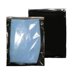 50 pcs Flat Plastic Clear Front Black Slide Zipper Travel Storage Bag (5.9x7.9") - Picture 1 of 11