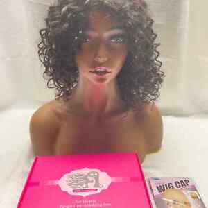 Curly Human Hair Wigs with Bangs Brazilian Remy Short Curly Wig for Black Women