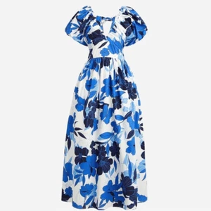 J. Crew Women’s Blue White Floral Cecily Dress Organic Cotton 8 NWT - Picture 1 of 15