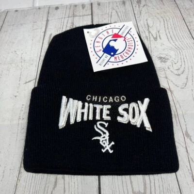 Vintage Cuffed Chicago White Sox MLB Hat Beanie Cap Black New Men Jordan - Image 1 of 3