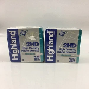 Lote 2 Discos HIGHLAND 2HD 3.5" 10 Disquetes Macintosh Formateados Alta Densidad - Imagen 1 de 5